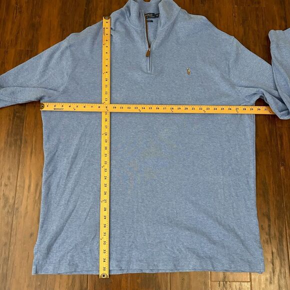 POLO RALPH LAUREN Estate Rib 1/4 Zip Pullover Sweater w Pony Logo Blue - Picture 9 of 9